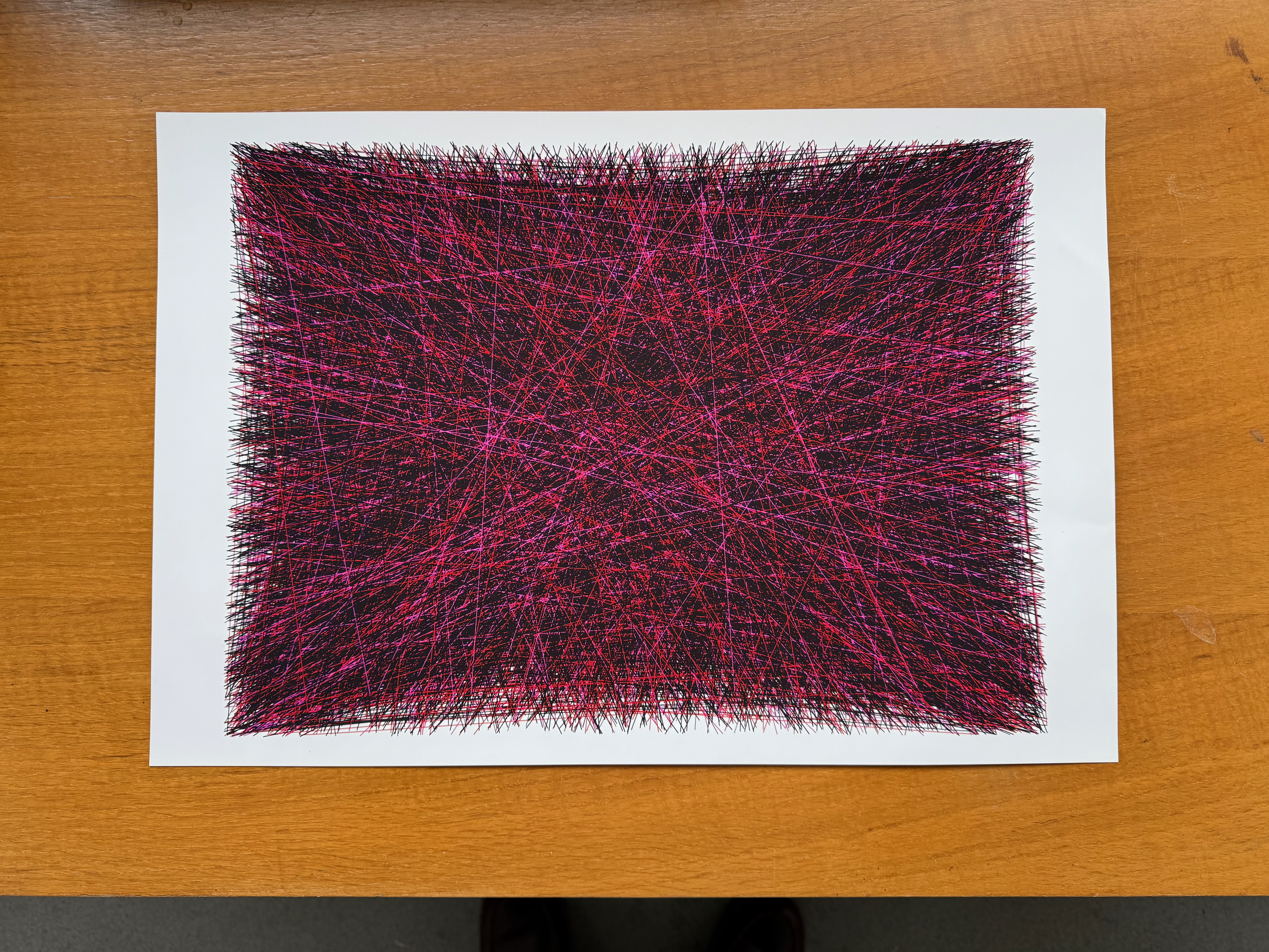 Philip Bradshaw, 6034 lines, blacks plus Magenta, Firebrick, diagonal, 2024